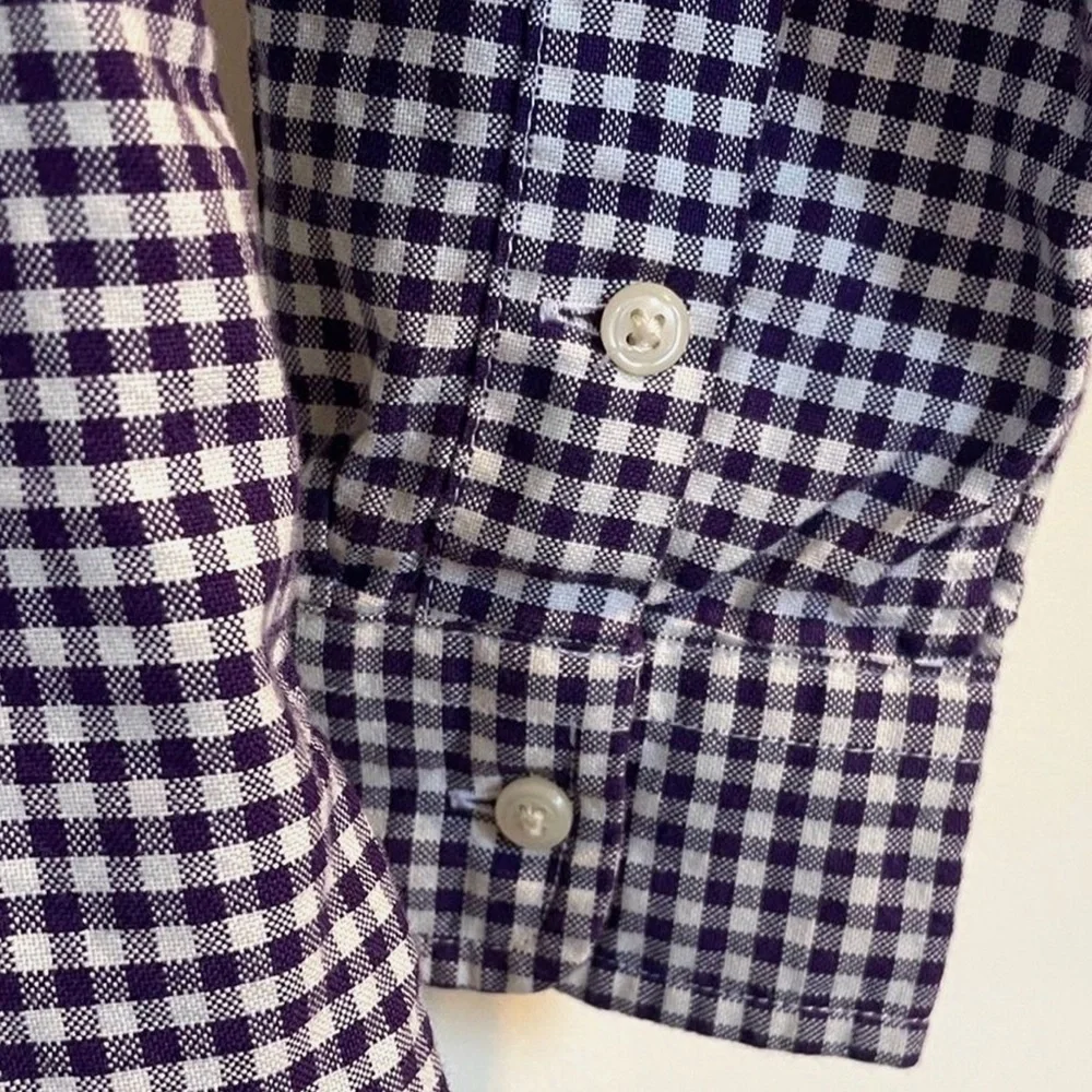 Ralph Lauren Boys Button Down Shirt Size 6 Purple White Gingham Pony Logo
